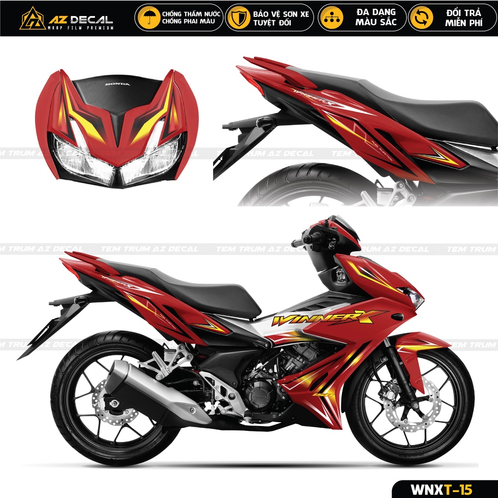 Tem Trùm Xe Honda Winner X Mẫu Tia Lửa Điện Nhiều Màu | WNXT-15 | Decal Cao Cấp Chống Phai Màu, Chống Nước
