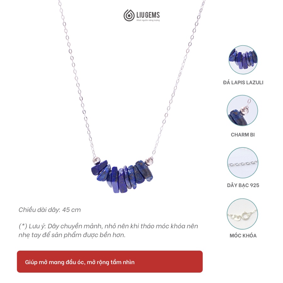 Dây Chuyền Bạc Nữ 925 Liugems Mix Đá Phong Thuỷ Tự Nhiên Handmade Quà Tặng Người Yêu
