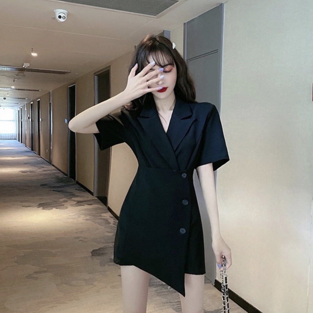 A9 Bộ Jumpsuit Váy Liền Vest Blazer Cộc Tay Thời Trang | BigBuy360 - bigbuy360.vn