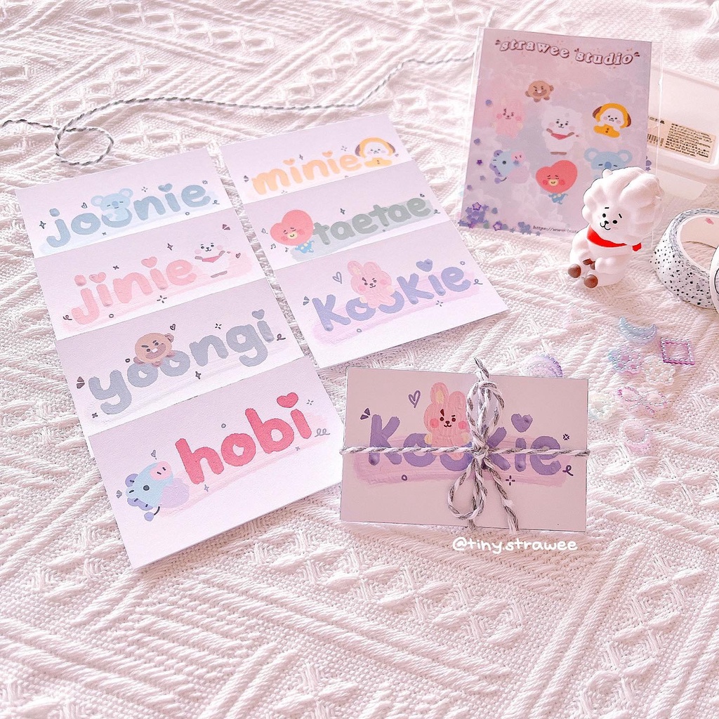 Set 7 thẻ ảnh bt21 cho sổ - Strawee Studio