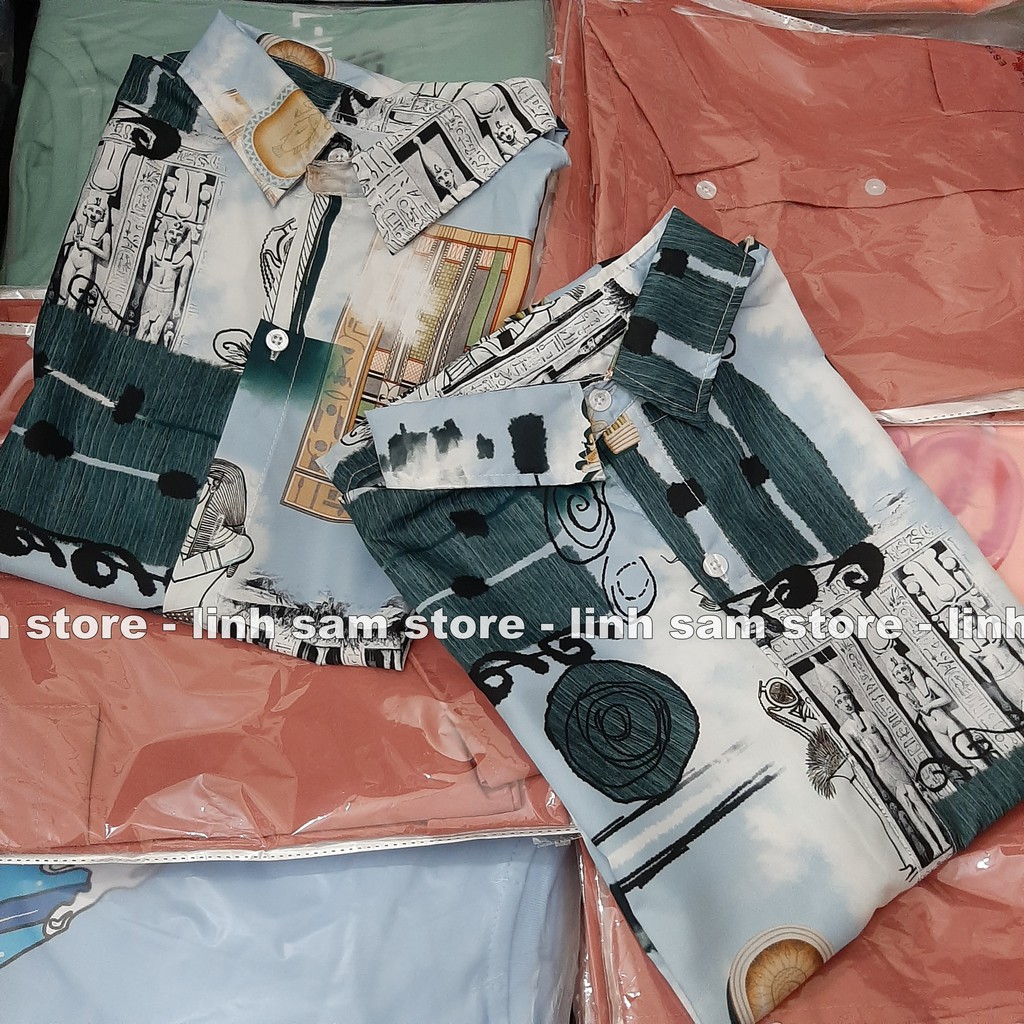 Áo sơ mi nữ in 3D cổ bẻ tay ngắn - lỡ dáng ulzzang freesize form rộng unisex mặc cặp, nhóm, in hình TƯỢNG AI CẬP | BigBuy360 - bigbuy360.vn