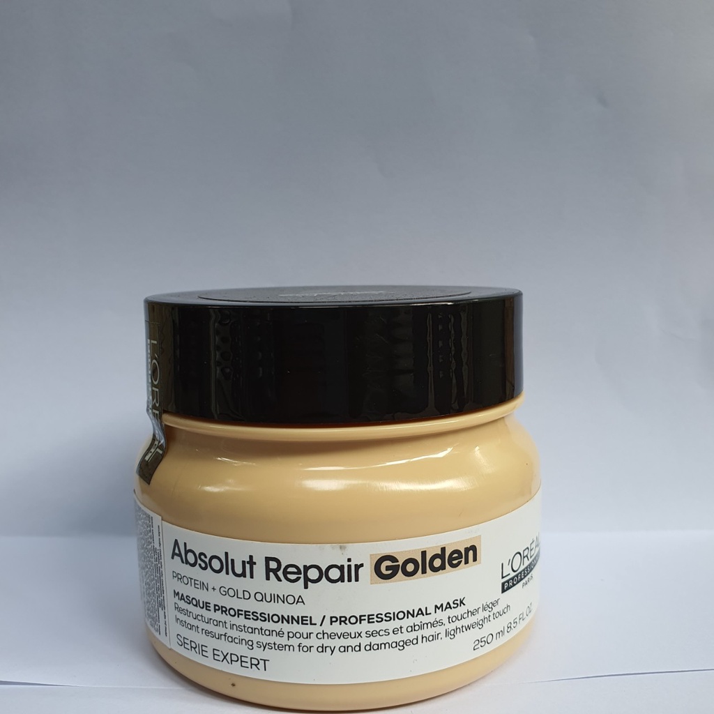 Dầu hấp Loreal Professionnel nhũ vàng phục hồi hư tổn toàn diện Absolut Repair Golden 500ml-250ml