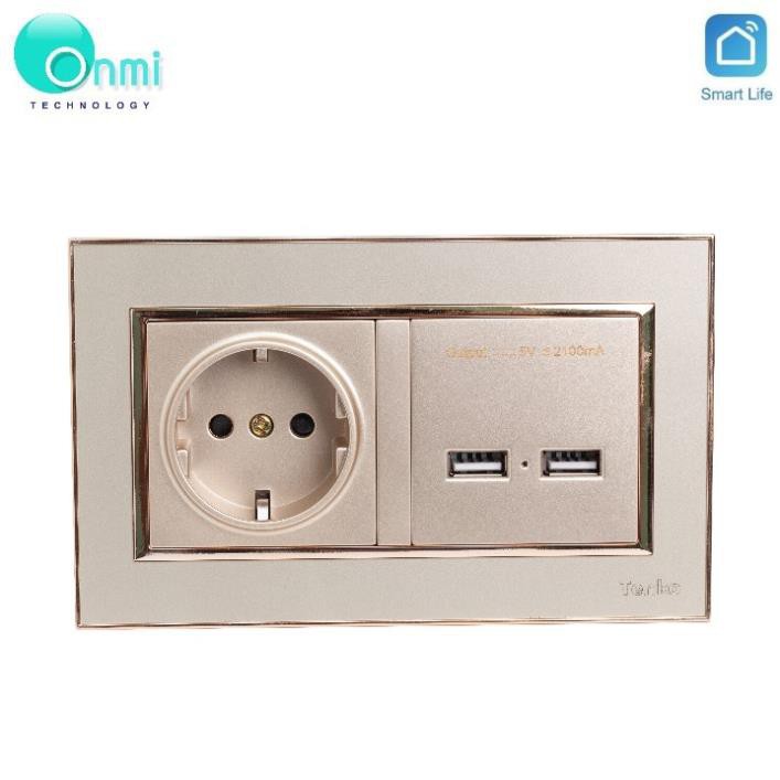 Bán sỉ- Ổ cắm chìm chuẩn Đức tích hợp 2 cổng sạc USB  ONMI.VN chính hãng - phong cách, thời thượng.