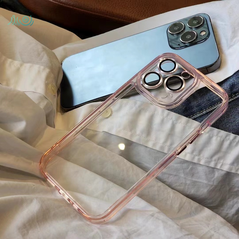 Ốp Điện Thoại Cứng Trong Suốt Với Miếng Dán Kim Loại Bảo Vệ Lens Cho iPhone 13 Pro Max 11 12 Pro Max
