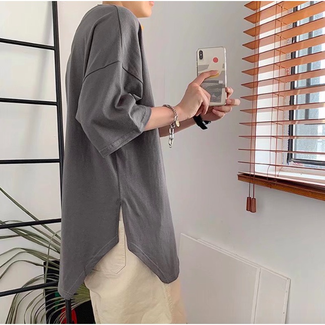 Áo Thun Tay Ngắn Cổ Tròn Xẻ Tà Thời Trang Dành Cho Nam