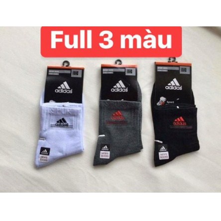 COMBO 3 Tất Thể Thao Adidas 3 Mầu Đen - Ghi - Trắng