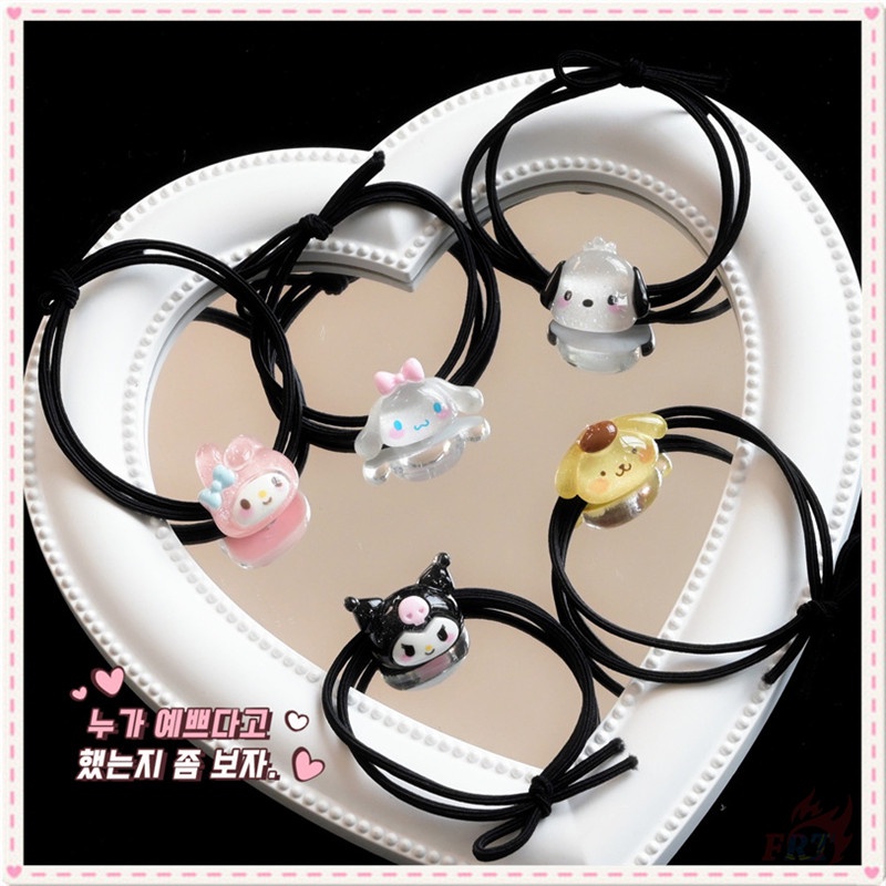 ☀ Dây Buộc Tóc Kuromi / Melody / Cinnamoroll / Pom Pom Purin / Pochacco - Nhân Vật Hoạt Hình ☀ 1 Dây Cột Tóc Co Giãn Dễ Thương Dành Cho Nữ