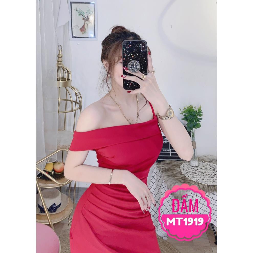 ĐẦM DÂY TRỄ VAI XẺ TÀ XINH XẮN MT1919 ⚡100% ẢNH THẬT⚡ ĐẦM BODY CHẤT ĐẸP