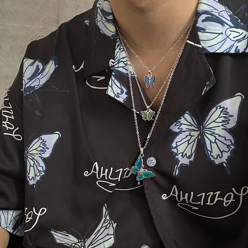 Mặt Dây Chuyền Hình Bướm Thay Đổi Màu Sắc Theo Nhiệt Độ 19AA Phong Cách Hip-Hop Cá Tính