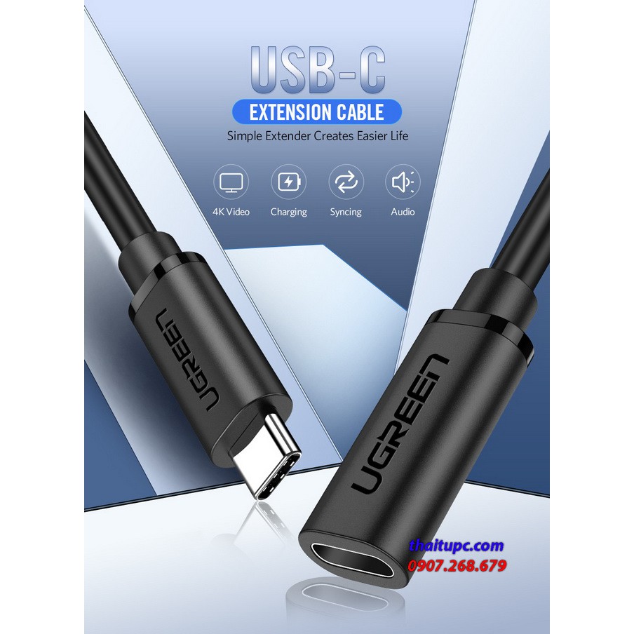 Cáp USB-C nối dài 50cm Ugreen 40574
