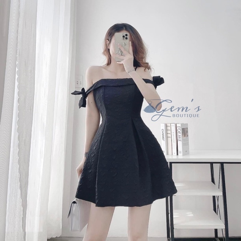 VÁY ĐẦM CÚP NGỰC TRỄ VAI NƠ TAY THIẾT KẾ ( có đệm ngực )