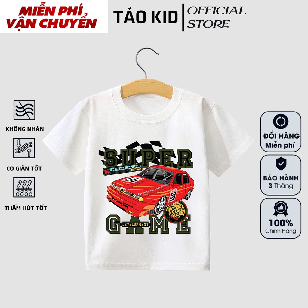 Áo thun bé trai bé gái cộc tay Táo Kid chất cotton in hình Ô Tô Đỏ từ 0 đến 10 tuổi hàng VNXK TA72