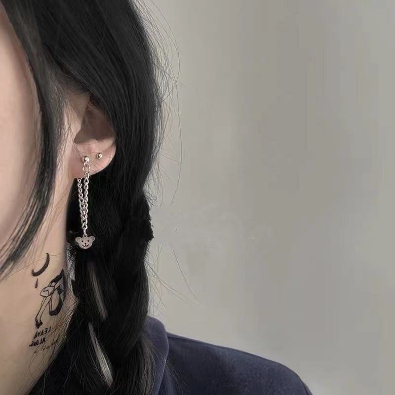 1 chiếc - Bông tai gấu titan thép không rỉ