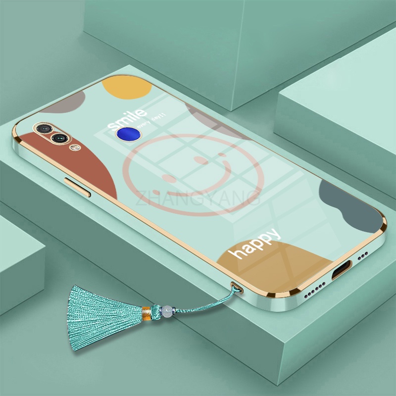 Ốp Điện Thoại TPU Silicon Mạ Điện Hình Mặt Cười Kèm Dây Đeo Cho Redmi note 7 Redmi 7