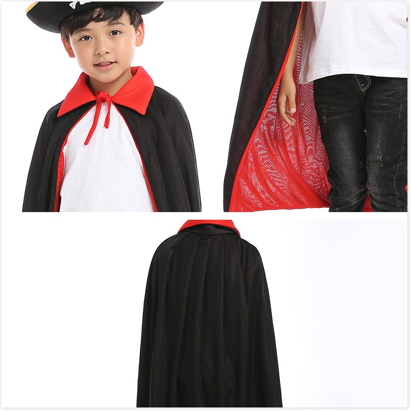 Trang phục Halloween đội trưởng cướp biển cosplay nhập vai đội mũ áo choàng cướp biển ma cà rồng màu đen và đỏ