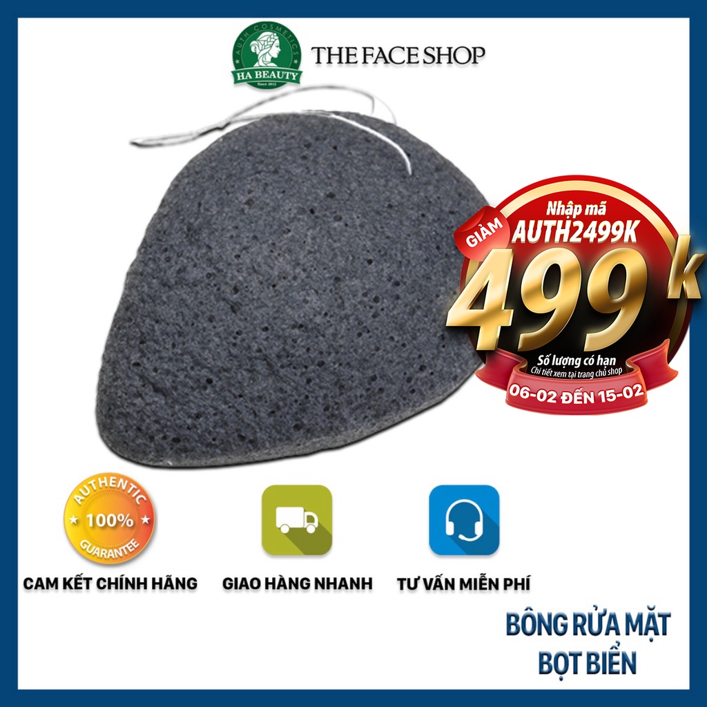 Bông Rửa Mặt Bọt Biển Charcoal & Konjac Cleansing Puff The Face Shop