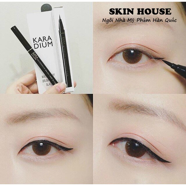 Kẻ mắt nước Karadium Waterproof Brush Liner Black lâu trôi, nét mảnh dễ kẻ - HONGS BEAUTY | BigBuy360 - bigbuy360.vn