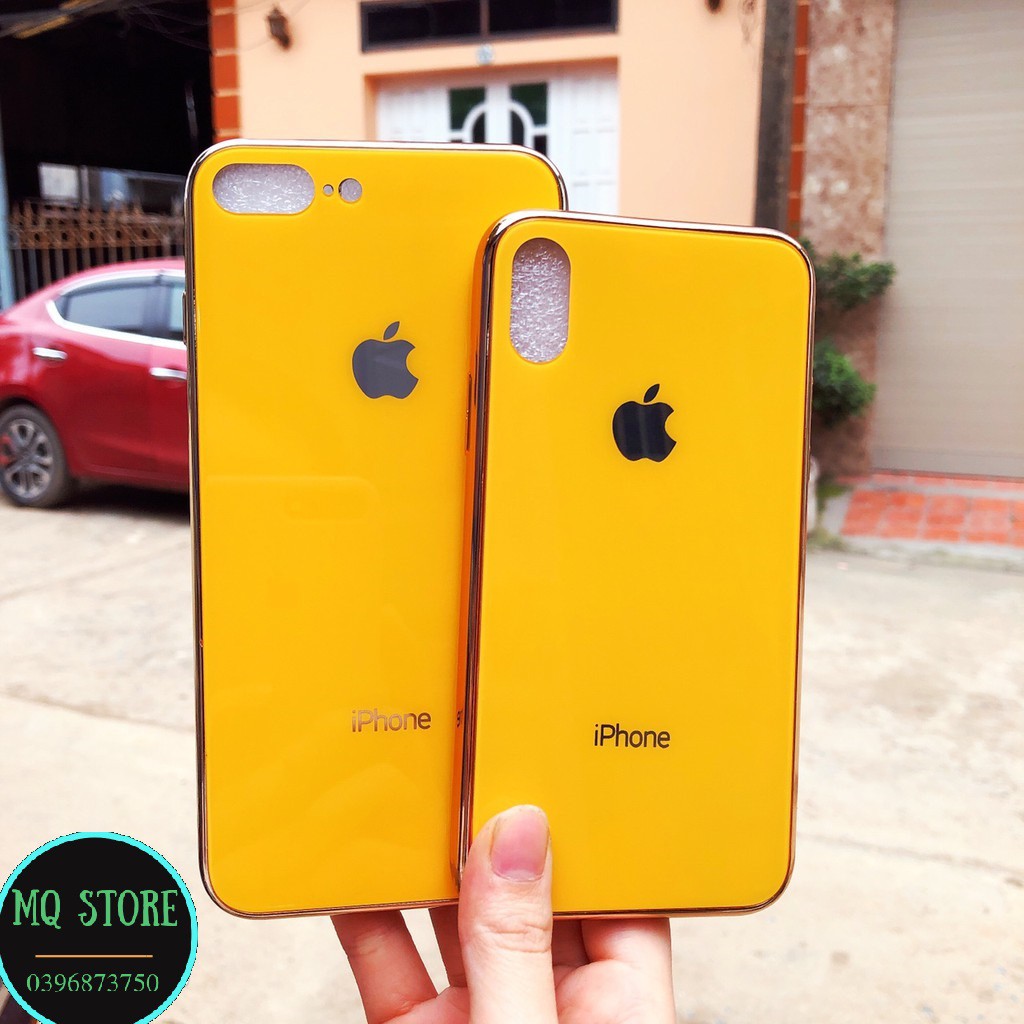 ỐP MẶT LƯNG KÍNH VIỀN MẠ CROM BÓNG CỰC ĐẸP CHO DÒNG IPHONE( 6 MÀU)