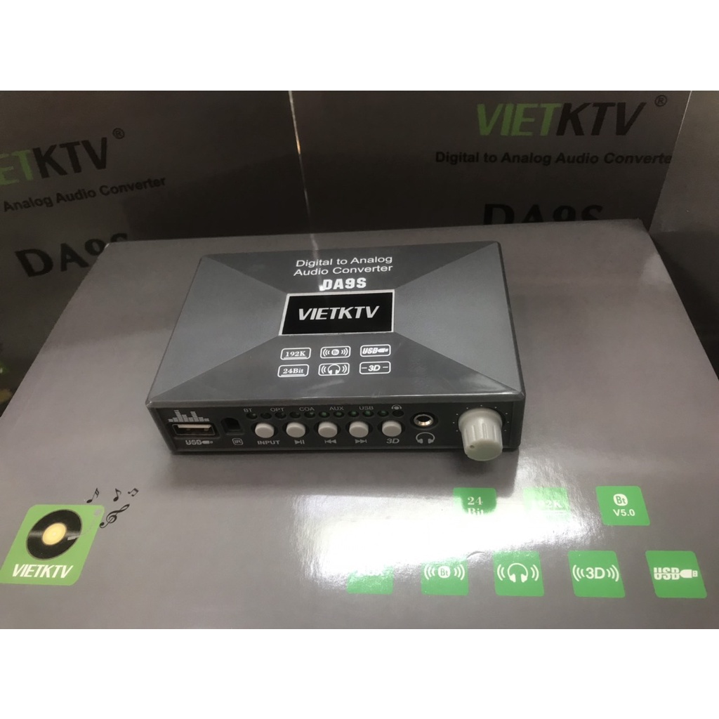 DAC VietKTV DA9 xử lý âm thanh - Chuyển đổi Quang sang AV, USB , Bluetooth Hàng chính hãng, Chuyển quang VietK DA9S