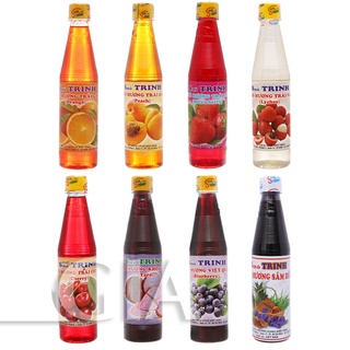 Siro Trinh chai 600ml nhiều hương - đào, dâu, vải, việt quất, cherry, sâm dứa