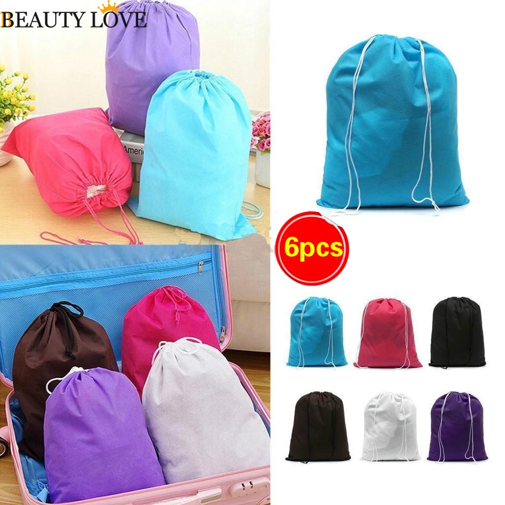 Bộ 6 Túi Đựng Giày Chống Bụi Bằng Vải Không Dệt Có Dây Rút Mới