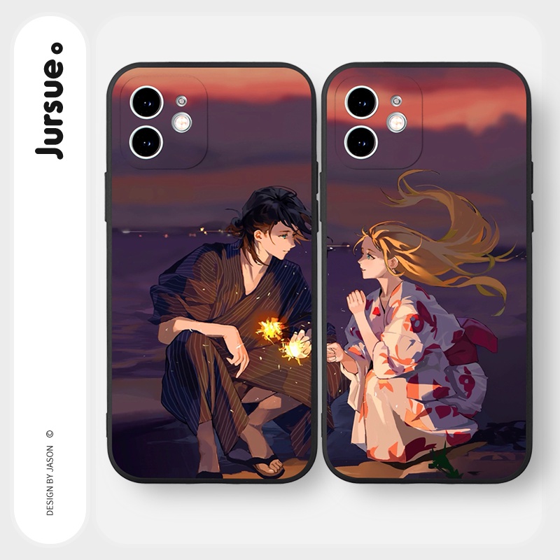 Ốp lưng JURSUE hoạt hình cặp đôi dễ thương đẹp cho iPhone 13 12 11 Pro Max SE 2020 X XR XS 8 7 ip 6S 6 Plus Y1985