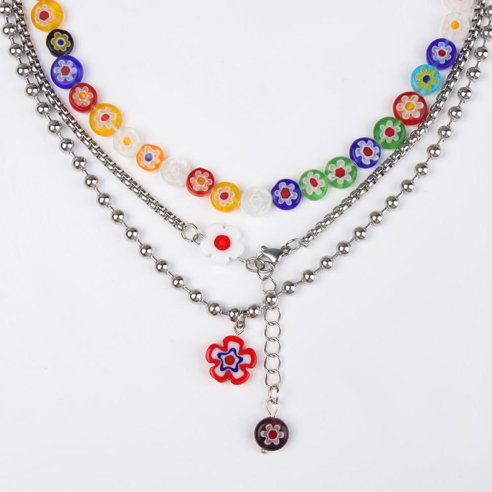 Bộ 3 Vòng cổ Y2K Đính Hoa Xinh Xắn Cho Nữ