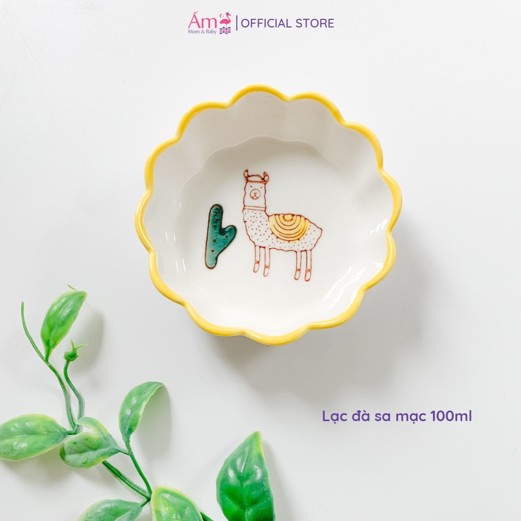 Bát Ăn Dặm Cho Bé  Bằng Sứ Có Viền  Hình Hoa Màu Sắc Bắt Mắt Dễ Thương Ấm Gift Decor Chịu Được Nhiệt Độ Cao