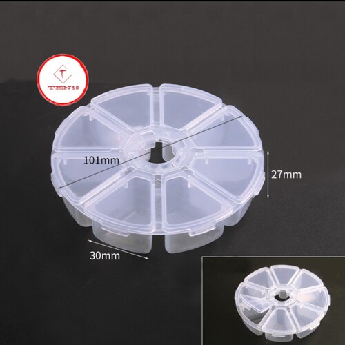 Hộp đựng thuốc mini để đồ trang sức bằng nhựa hình tròn trong suốt 8 ngăn riêng biệt có nắp đậy dễ dàng sử dụng