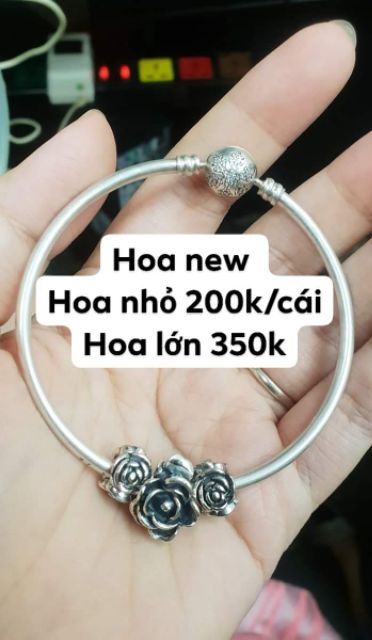 Charm bạc s925 hoa hồng  vừa vòng charm pan, troll, soufeel, pnj ..