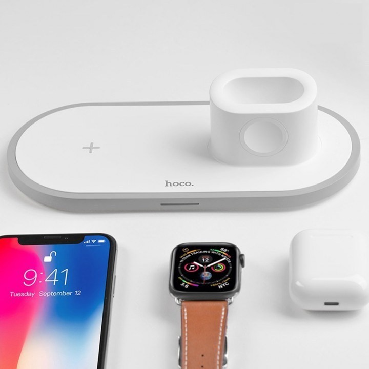 Bộ sạc nhanh không dây Hoco CW21, Dock sạc 3 trong 1, Iphone, Airpod, AppleWatch