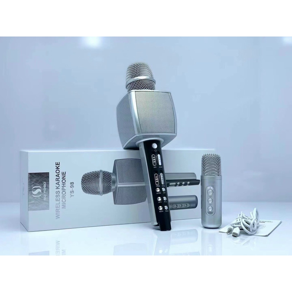 Bộ 2 micro karaoke song ca Su-Yosd YS-98 hàng xịn âm bass chuẩn, micro không dây bluetooth hát karaoke trên điện thoại