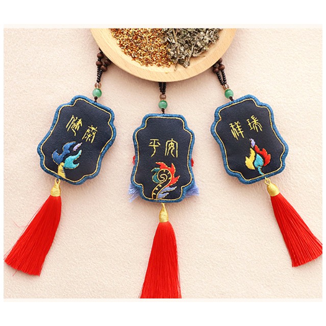 KIT THÊU DIY Tự làm túi thơm trang trí Rồng Sư tử Lân Hươu may mắn Thẻ Cầu Bình An Handmade Omamori - ZEN Handmade