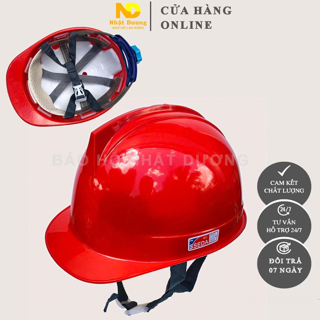 Mũ bảo hộ lao động khóa vặn màu đỏ có lót xốp chống nóng HPS1, Nón bảo hộ lao động Nhật Dương
