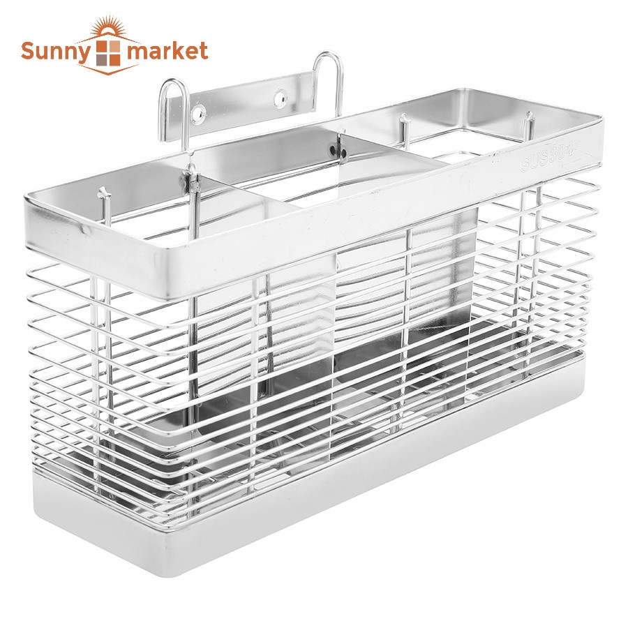 Ống đựng đũa ba ngăn inox SUS 304 cao cấp, kệ đựng đũa ba ngăn sang trọng