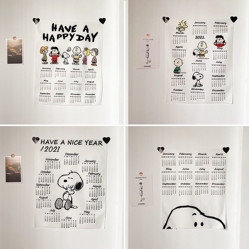 Tranh vải treo tường in lịch 2021 thiết kế đơn giản xinh xắn | BigBuy360 - bigbuy360.vn