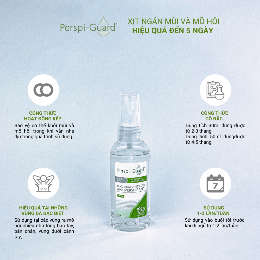 Xịt khử mùi ngăn mồ hôi toàn thân cao cấp Perspi-Guard hiệu quả 3 - 5 ngày  30ml | Shopee Việt Nam