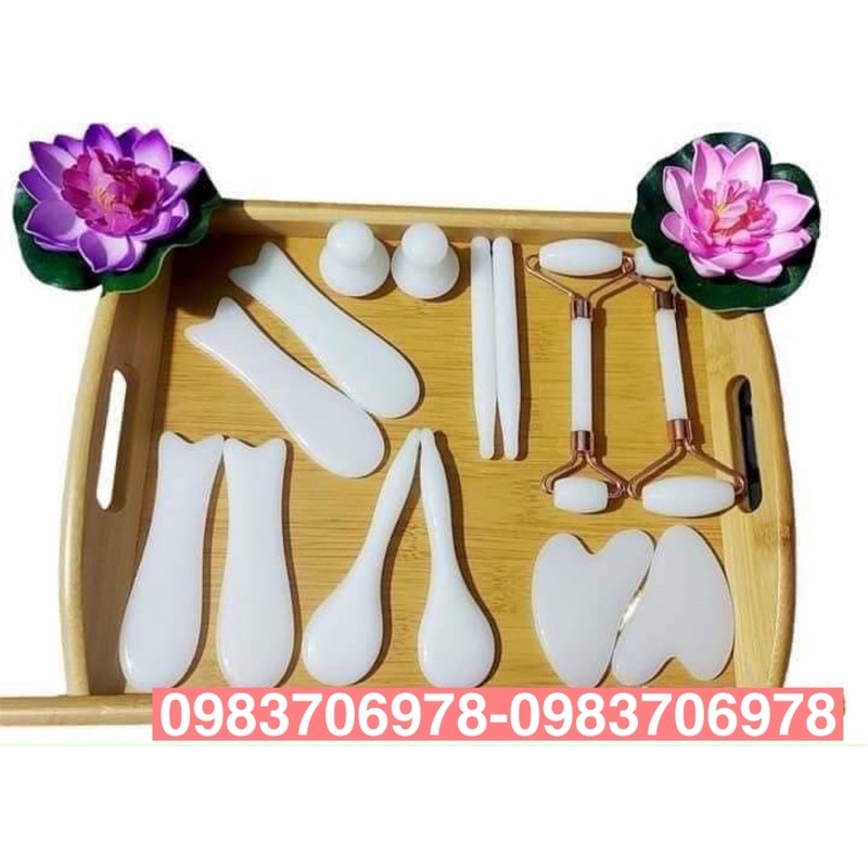 Bộ ngọc thật 14 món masager hàng chuẩn bóng trắng đẹp l1