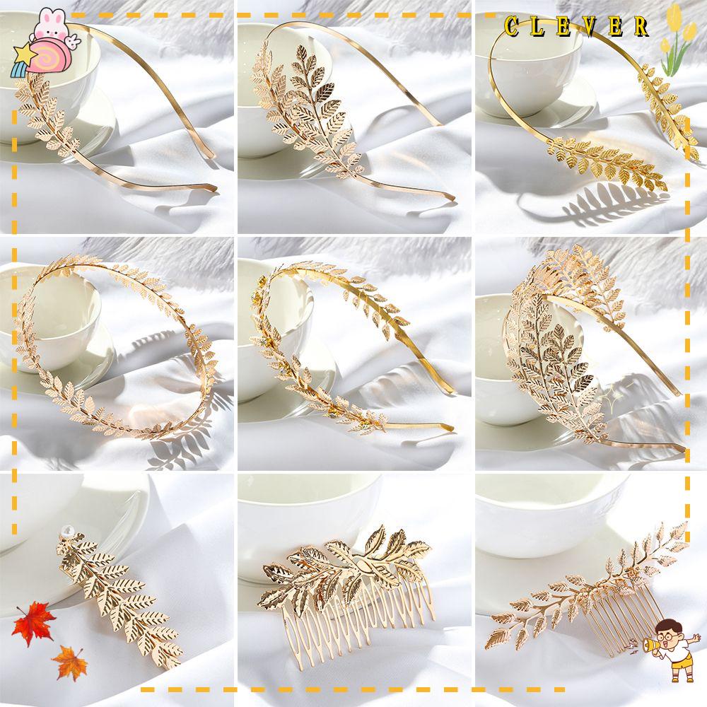 CLEVER Kiểu Tóc Công Chúa Cao Cấp Cài tóc/ Kẹp tóc/ Lược cài tóc phối hình lá phong cách retro thời trang cho nữ tùy chọn kiểu dáng