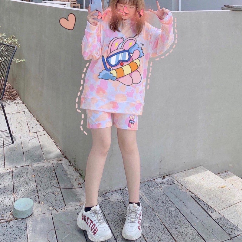 Set Hoodie Loang 3D Thỏ Ảnh Thật
