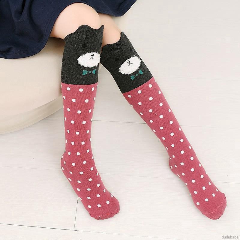 Tất cotton cổ cao họa tiết dễ thương cho trẻ em từ 3-12 tuổi