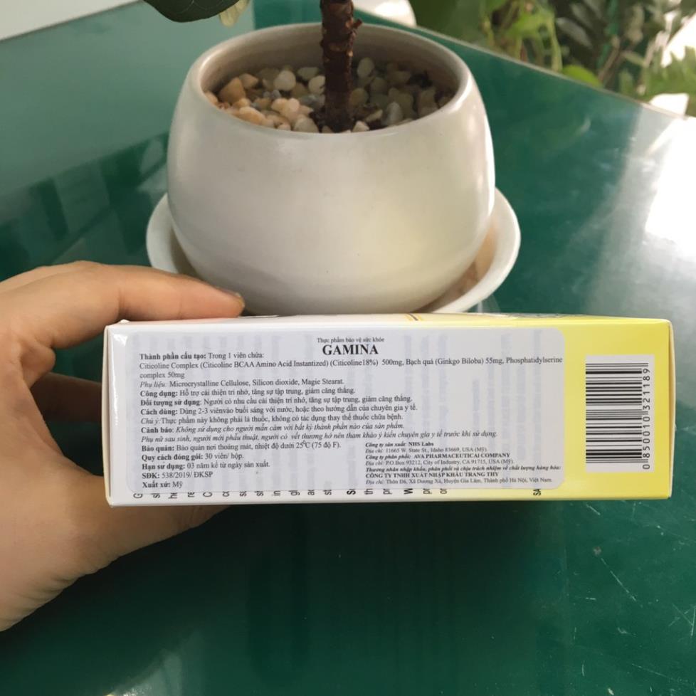 {Nhập Mỹ} Gamina – Giúp hoạt huyết dưỡng não, cải thiện trí nhớ, tăng tập trung (30 viên)