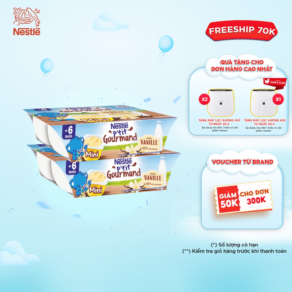 [FMCGMALL -8% đơn từ 250K]  Combo 2 lốc 6 hộp váng sữa Nestle P'tit (60gr/hộp)