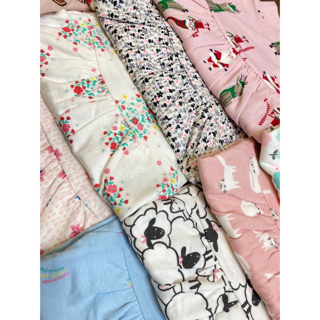 Bộ cotton bozip xuất cổ 3p dáng xòe cho bé gái XHN398