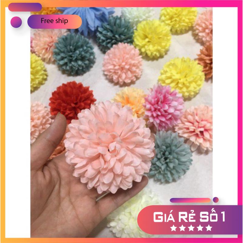 Đầu bông cúc xù_cúc bing bong 7cm_hoa giả, hoa lụa