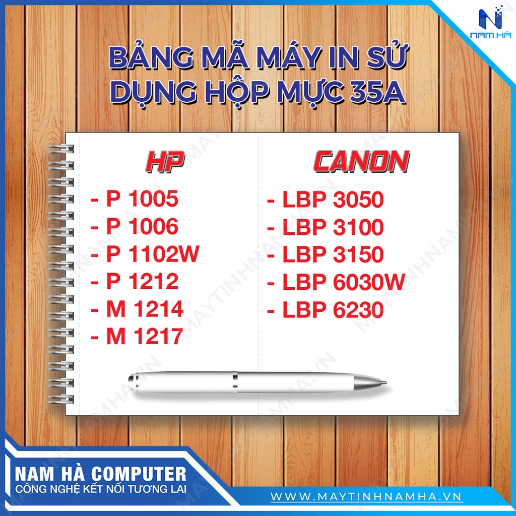 Hộp mực máy in 35A dùng cho máy HP P1005 P1006 P1102 P1102w M1212NF M1132 và Canon 3018 3010