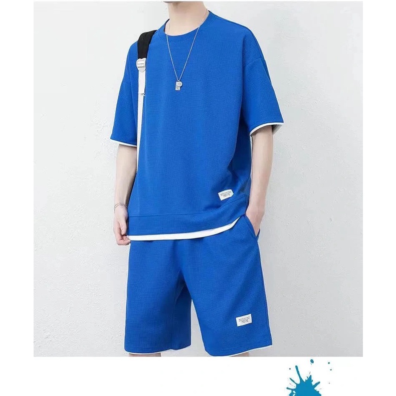 Set Đồ Thể Thao Tay Ngắn Chất Liệu Lụa Lạnh Thoáng Khí Dành Cho Nam Giới