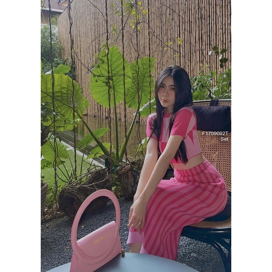 Set len áo croptop 2 dây loang màu phối chân váy dài dáng ôm hàng QC!