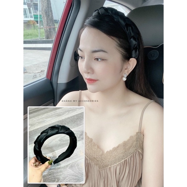 Bờm tết hàn quốc phong cách chất lụa màu đen,phụ kiện tóc Meo accessories