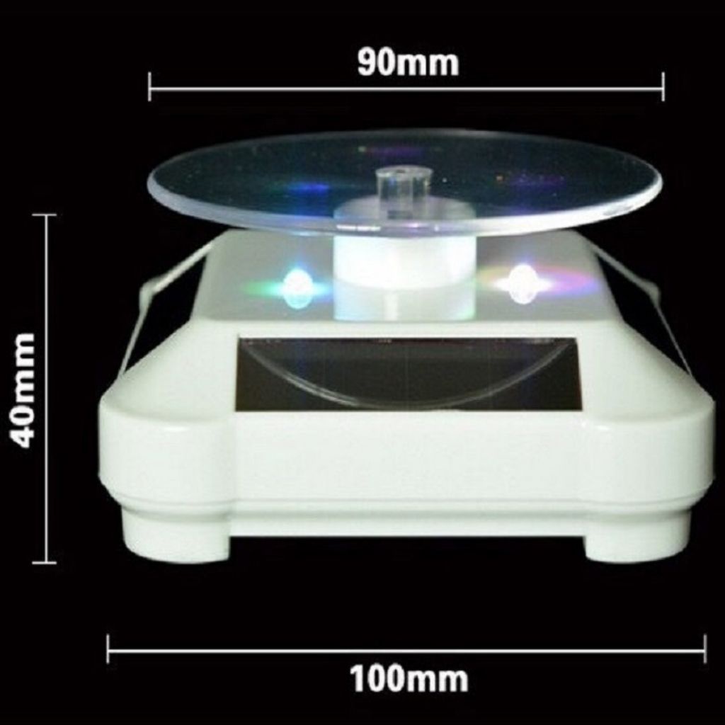 Đế xoay trưng bày sản phẩm có đèn LED năng lượng mặt trời hoặc pin bàn xoay trưng bày JSP